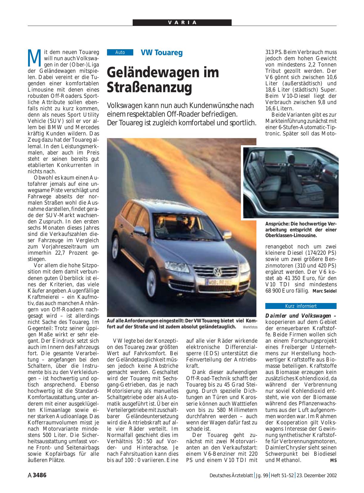 Vorschauseite 1: Daimler und Volkswagen