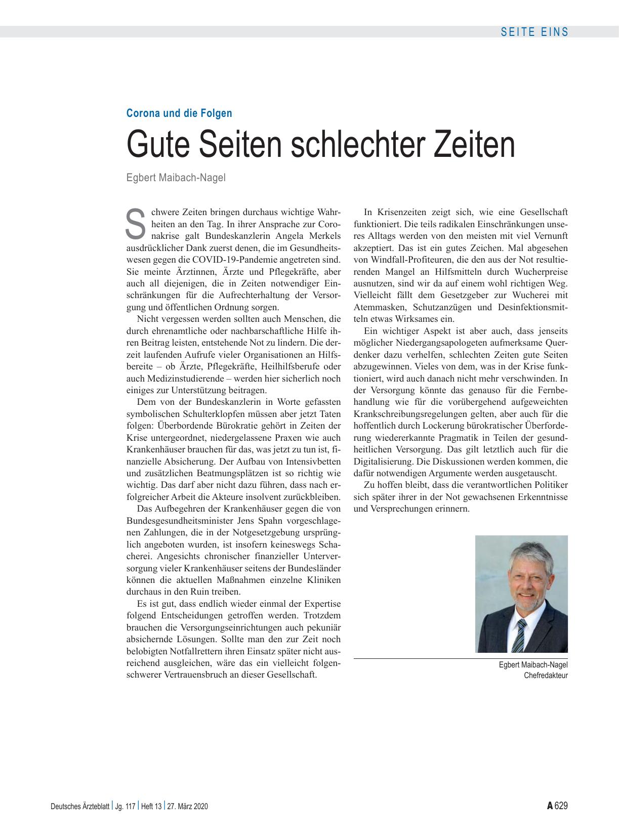 Vorschauseite 1: Corona und die Folgen: Gute Seiten schlechter Zeiten