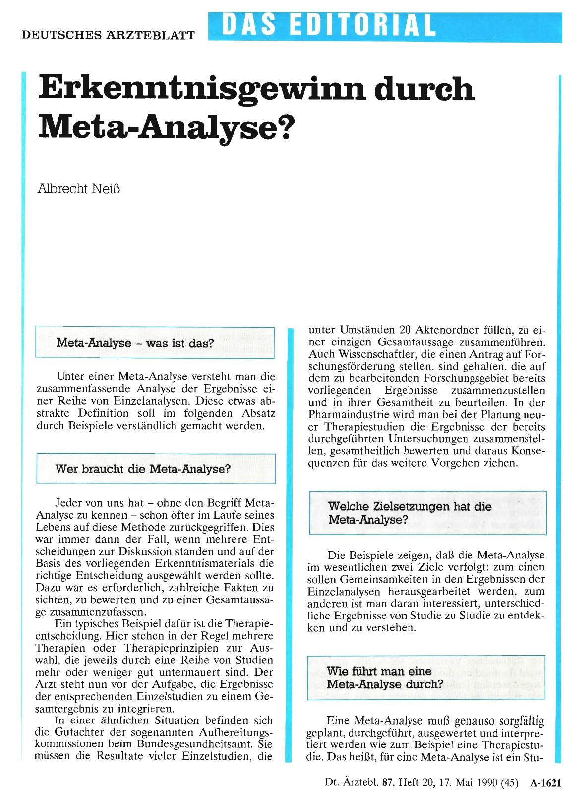 Vorschauseite 1: Erkenntnisgewinn durch Meta-Analyse?