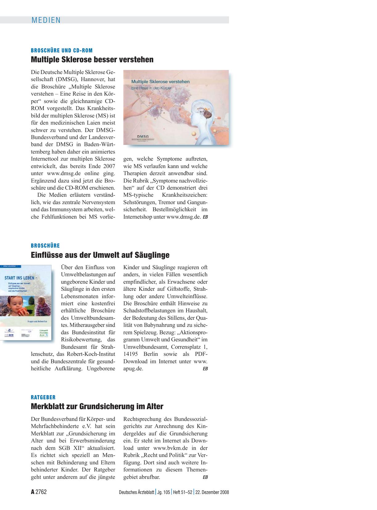 Vorschauseite 1: Broschüre und CD-ROM: Multiple Sklerose besser verstehen