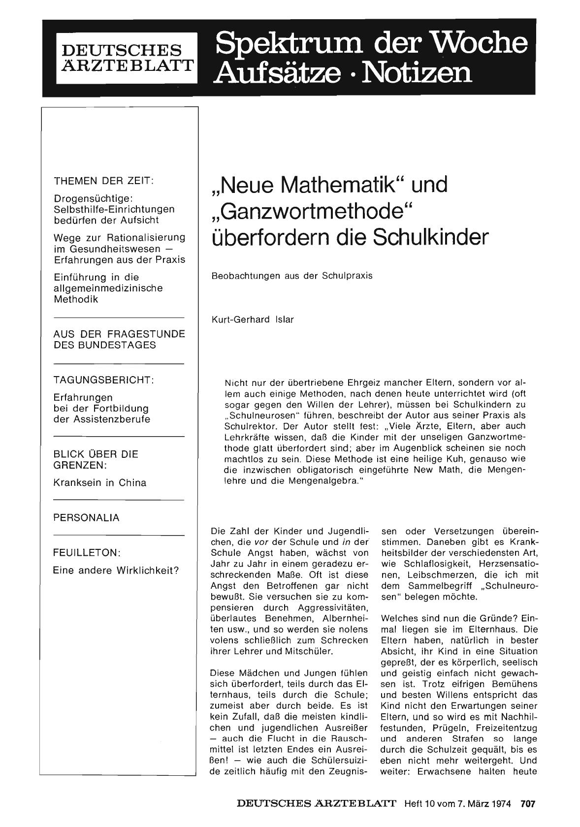 Vorschauseite 1: „Neue Mathematik“ und „Ganzwortmethode“ überfordern die Schulkinder