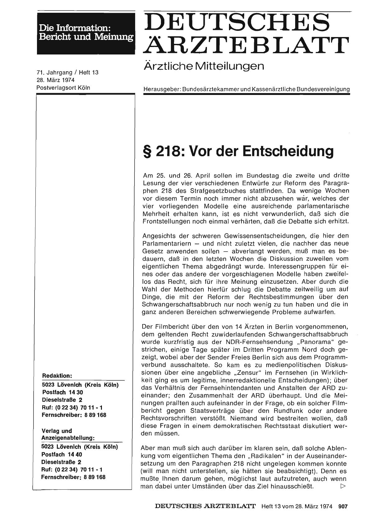Vorschauseite 1: § 218: Vor der Entscheidung
