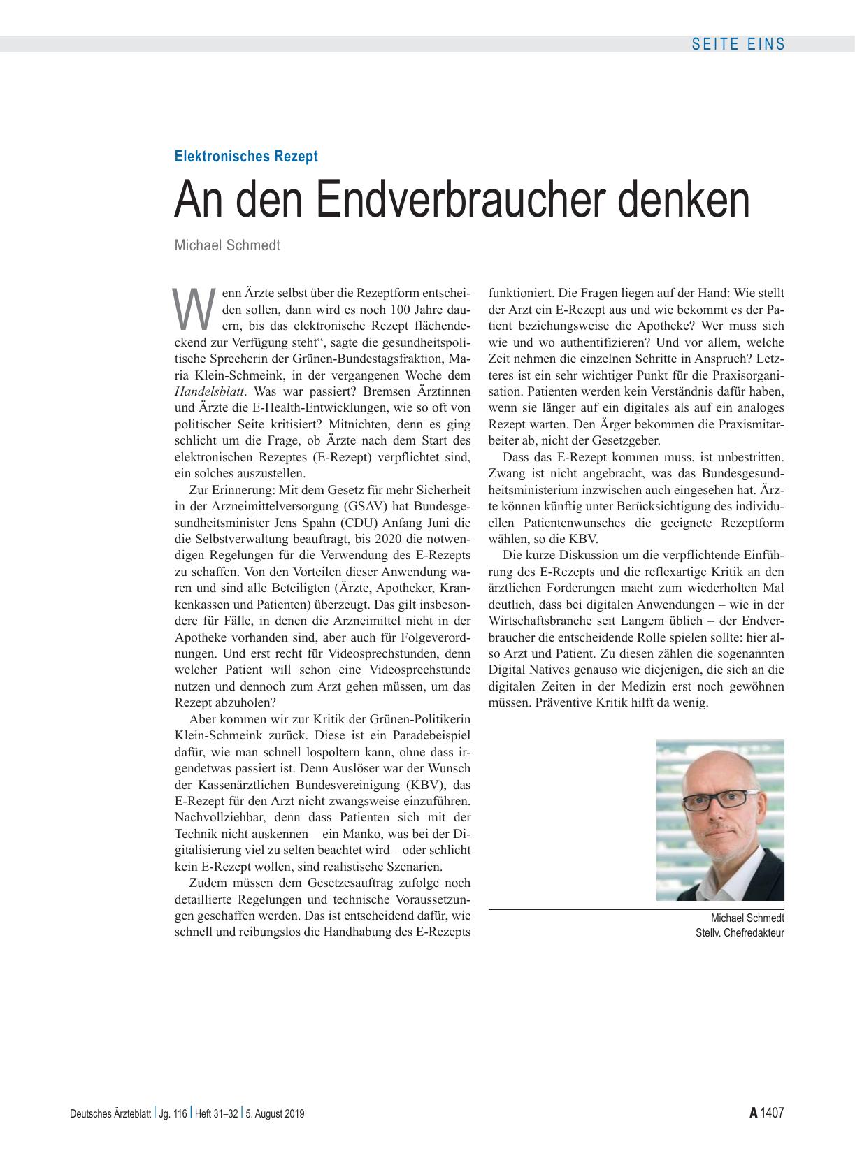 Vorschauseite 1: Elektronisches Rezept: An den Endverbraucher denken