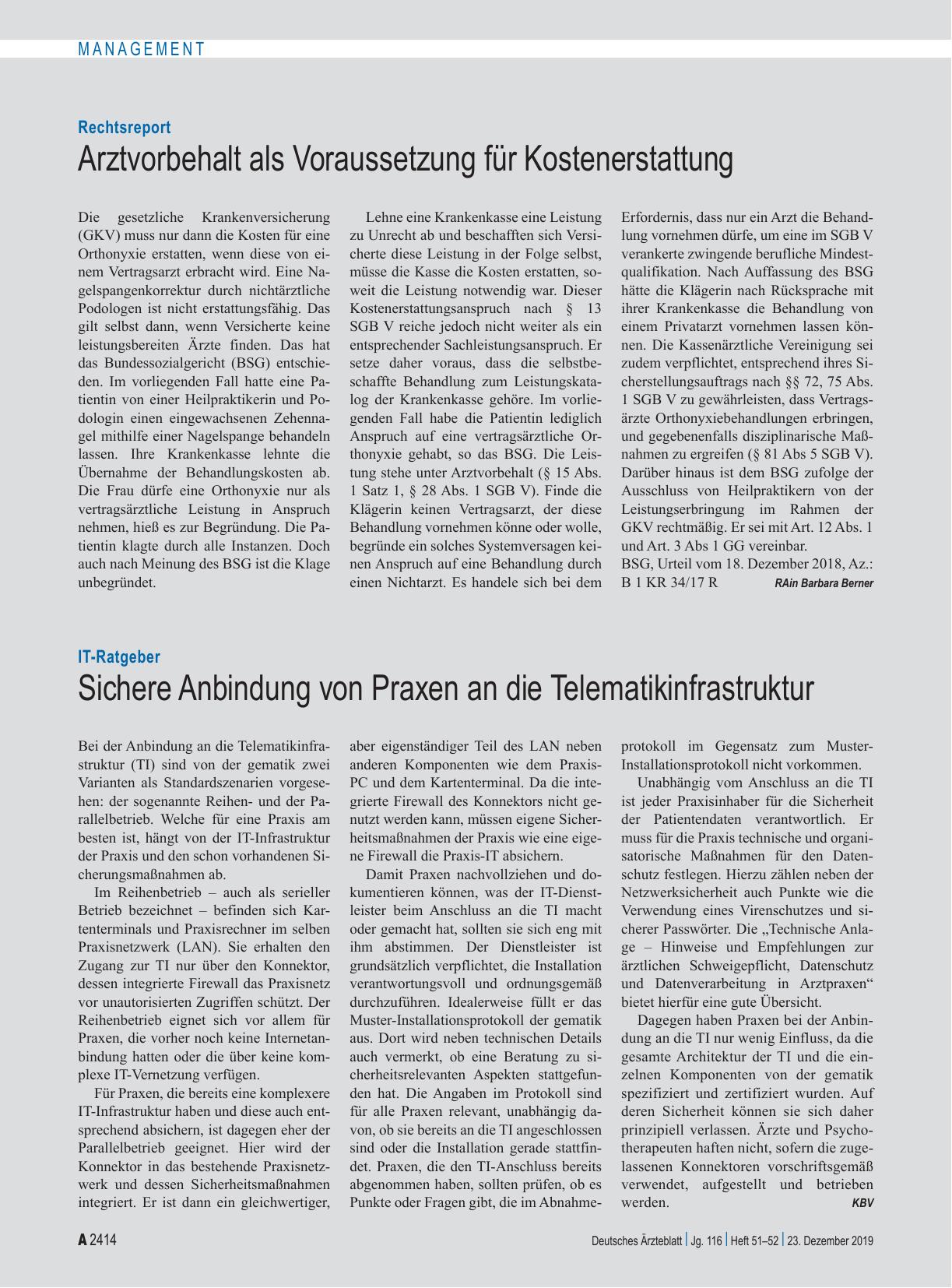 Vorschauseite 1: IT-Ratgeber: Sichere Anbindung von Praxen an die Telematikinfrastruktur