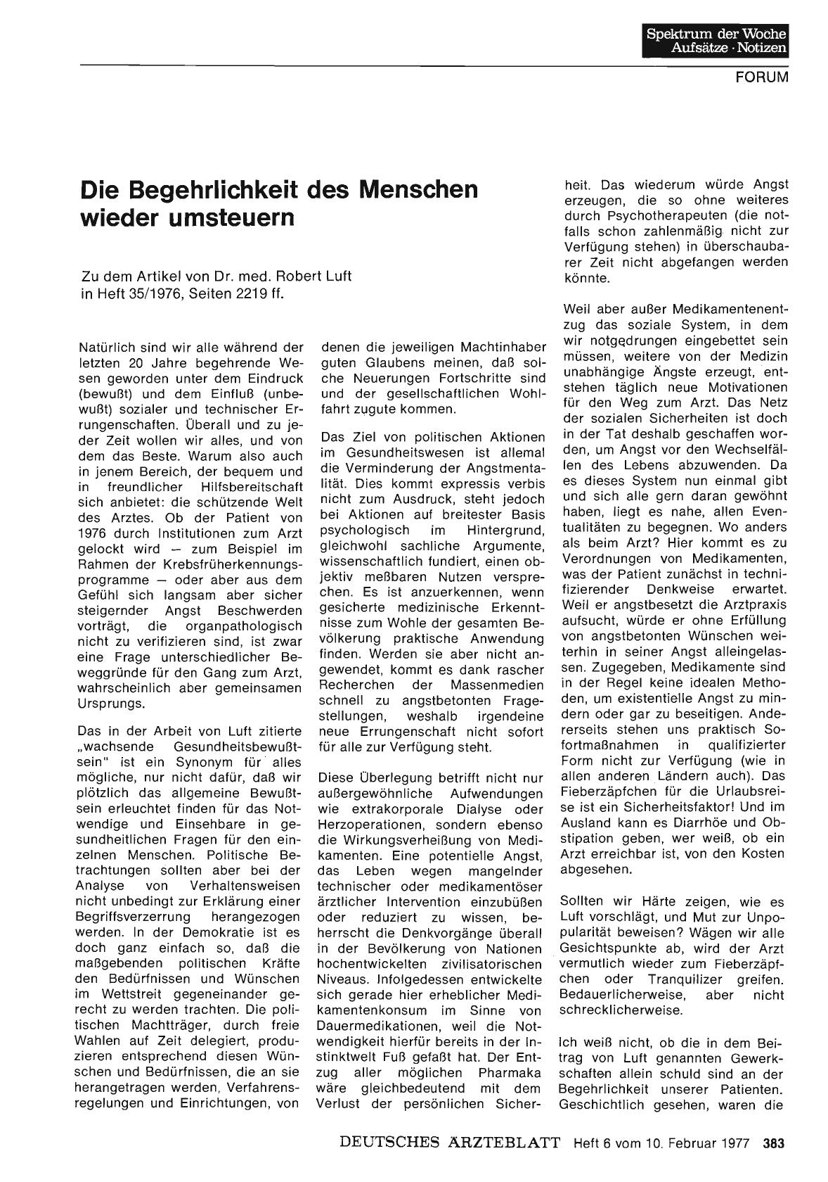 Vorschauseite 1: Die Begehrlichkeit des Menschen wieder umsteuern