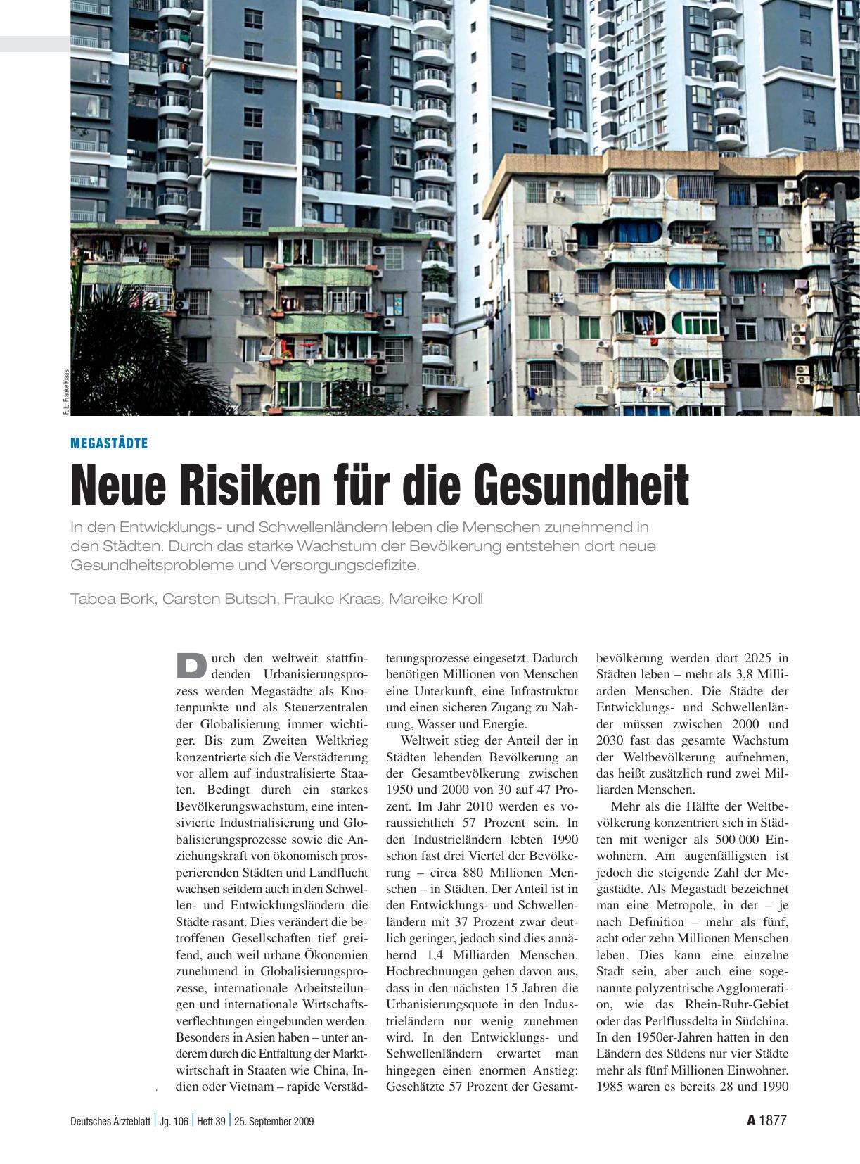 Vorschauseite 1: Megastädte: Neue Risiken für die Gesundheit