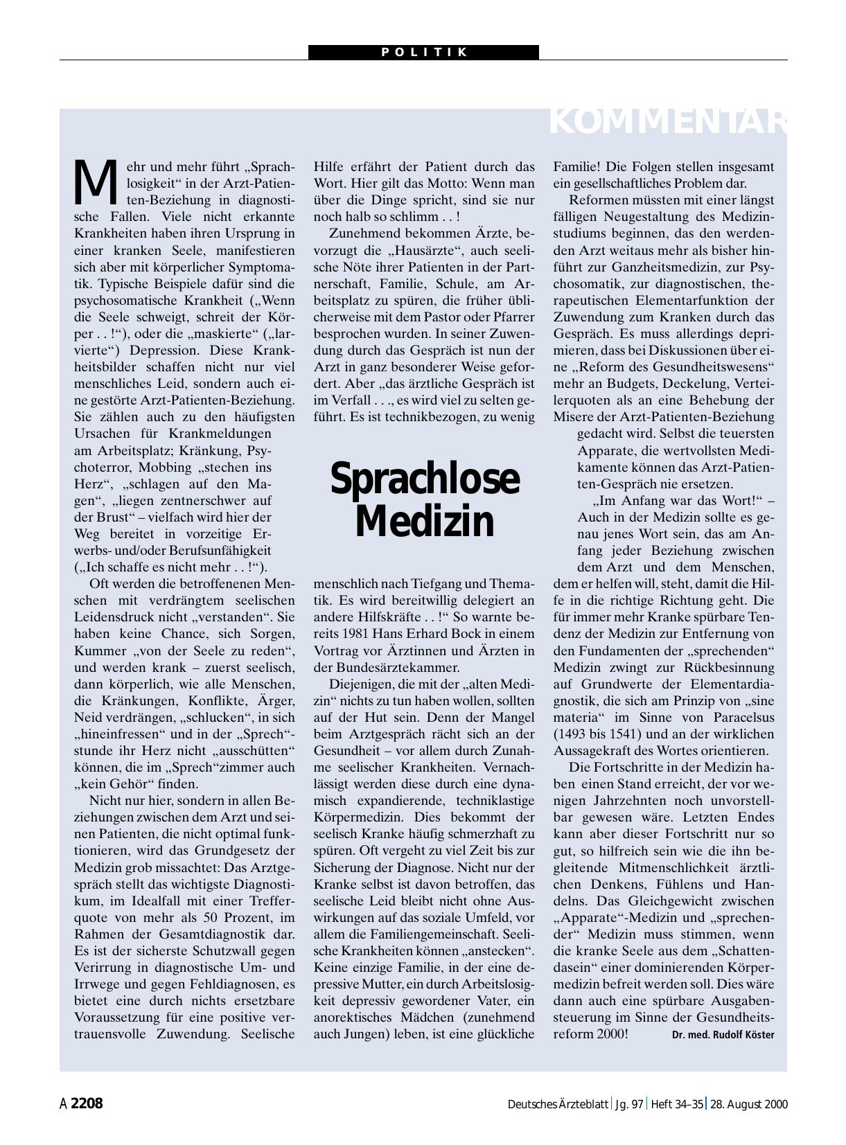 Vorschauseite 1: Sprachlose Medizin