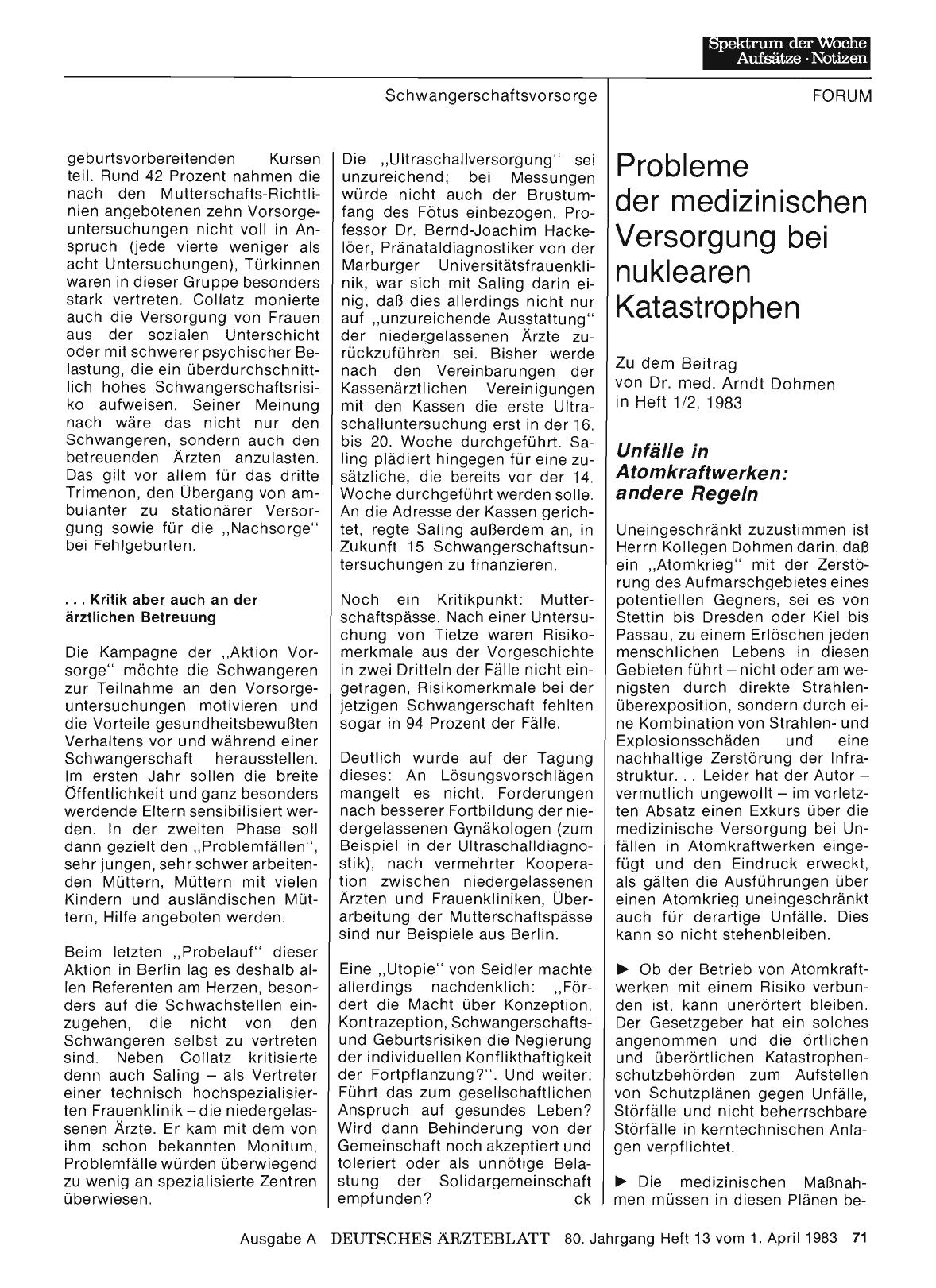 Vorschauseite 1: Probleme der medizinischen Versorgung bei nuklearen Katastrophen: Unfälle in Atomkraftwerken: andere Regeln