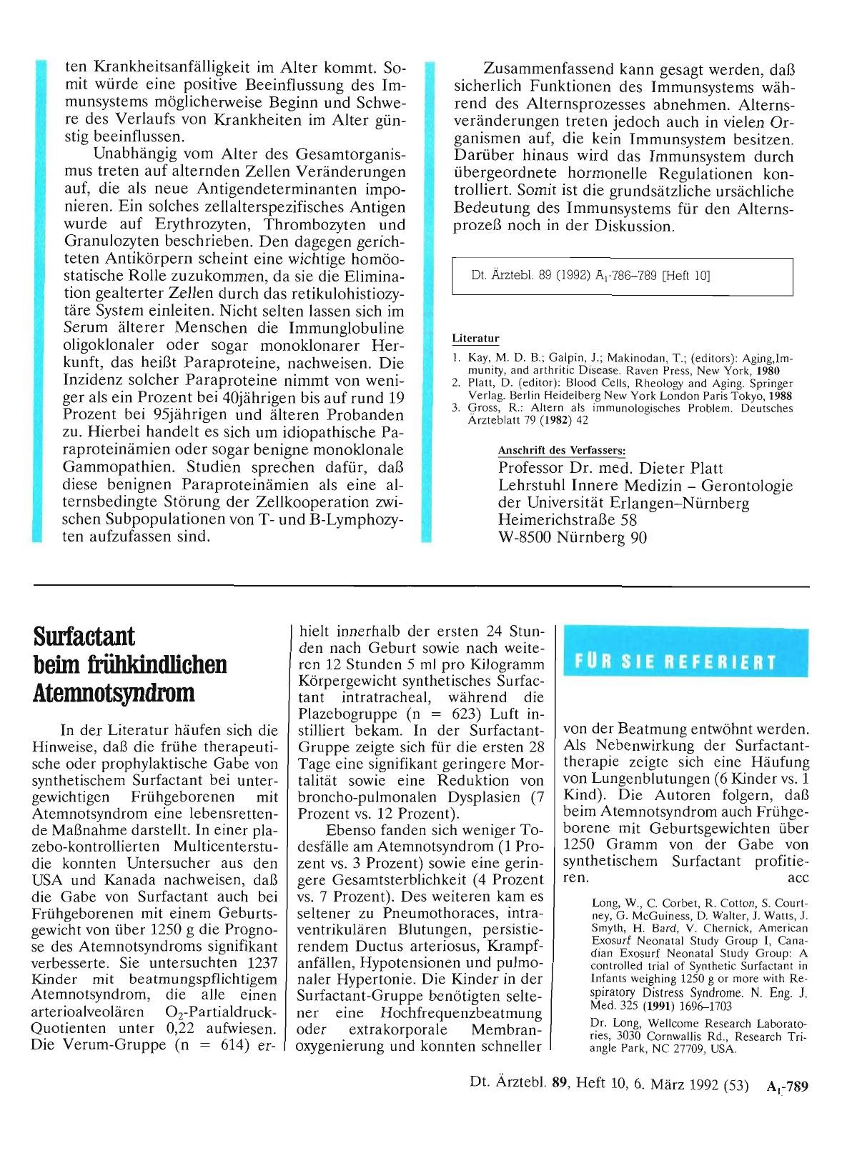 Vorschauseite 1: Surfactant beim frühkindlichen Atemnotsyndrom