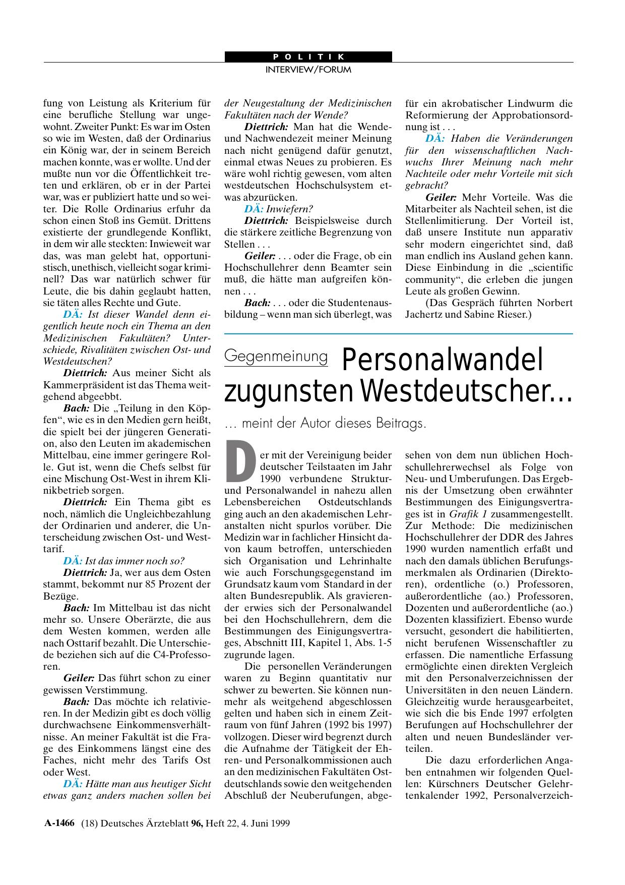 Vorschauseite 1: Gegenmeinung: Personalwandel zugunsten Westdeutscher. ..