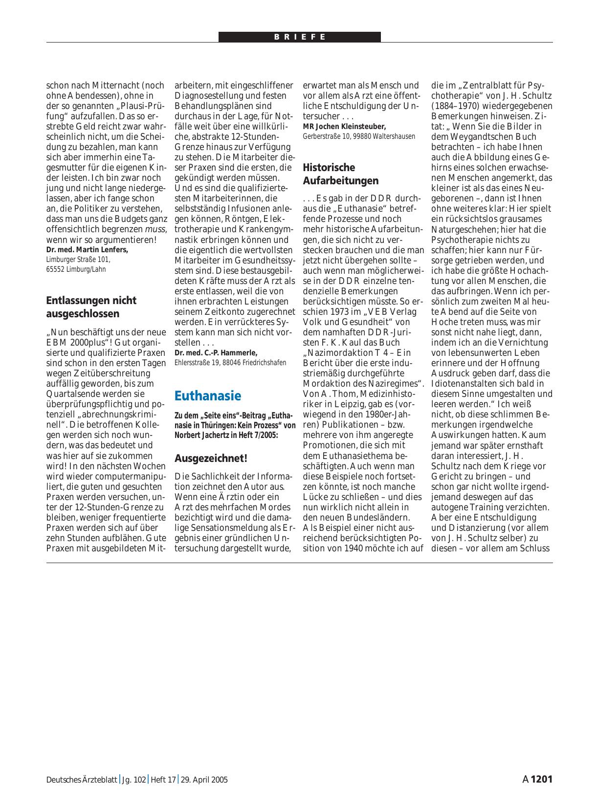 Vorschauseite 1: Euthanasie: Historische Aufarbeitungen