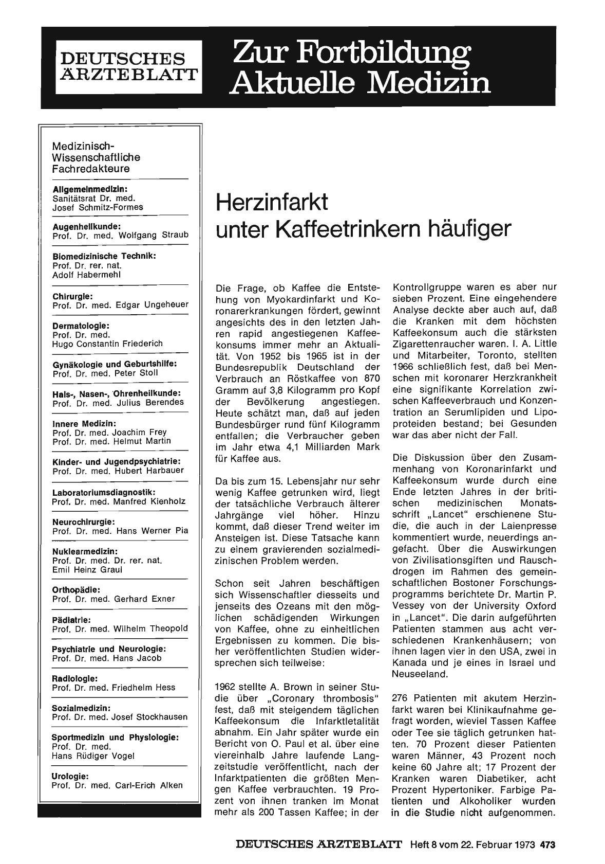 Vorschauseite 1: Herzinfarkt unter Kaffeetrinkern häufiger