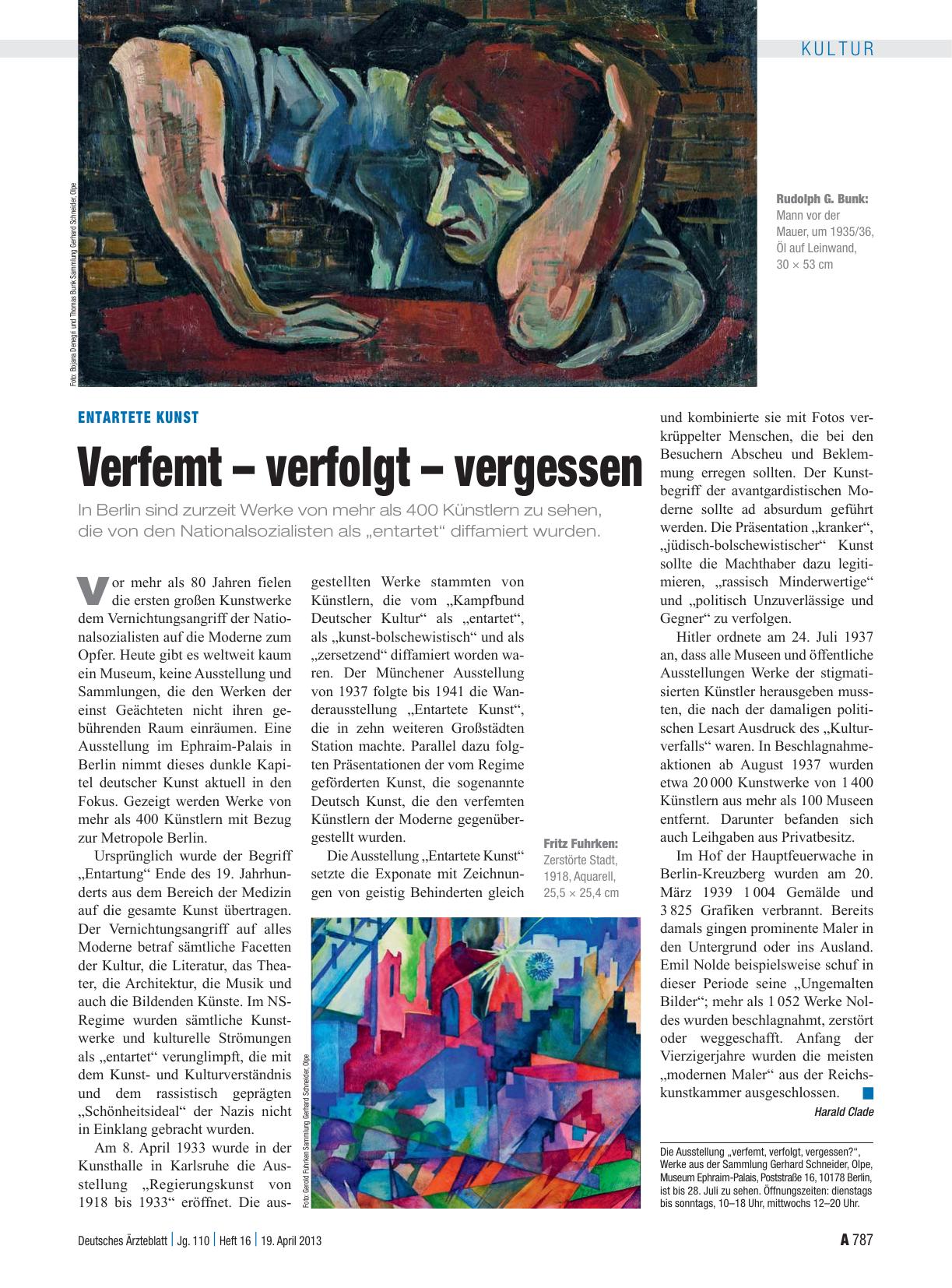 Vorschauseite 1: Entartete Kunst: Verfemt – verfolgt – vergessen