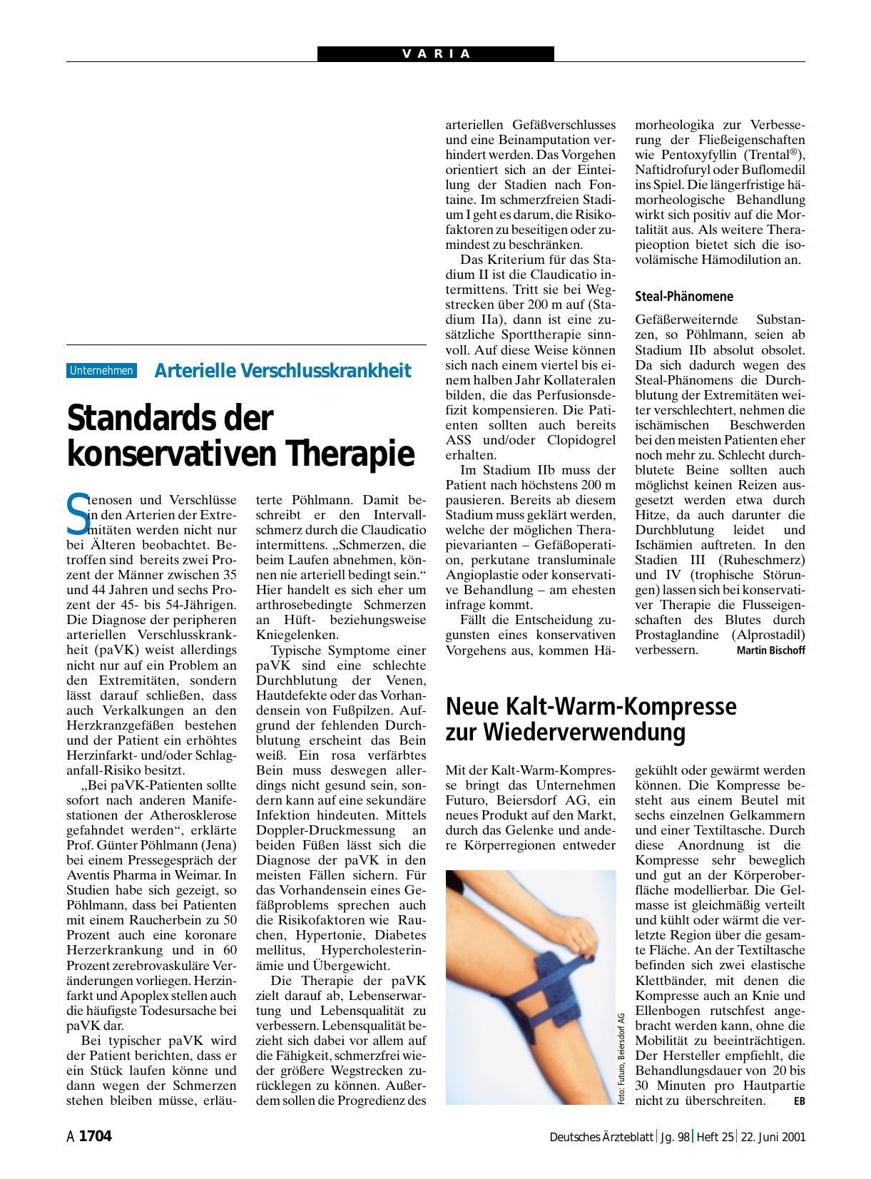 Vorschauseite 1: Arterielle Verschlusskrankheit: Standards der konservativen Therapie