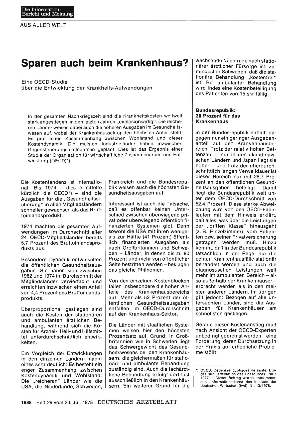 Vorschauseite 1: Sparen auch beim Krankenhaus?