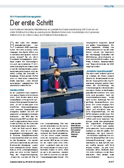 Vorschauseite 1: GKV-Finanzstabilisierungsgesetz: Der erste Schritt