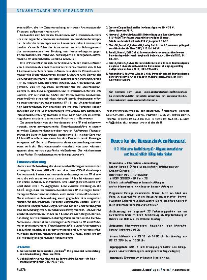 Vorschauseite 1: Neues für die Hausärztin/den Hausarzt: 117. Klinische Fortbildung für Allgemeinmediziner und hausärztlich tätige Internisten
