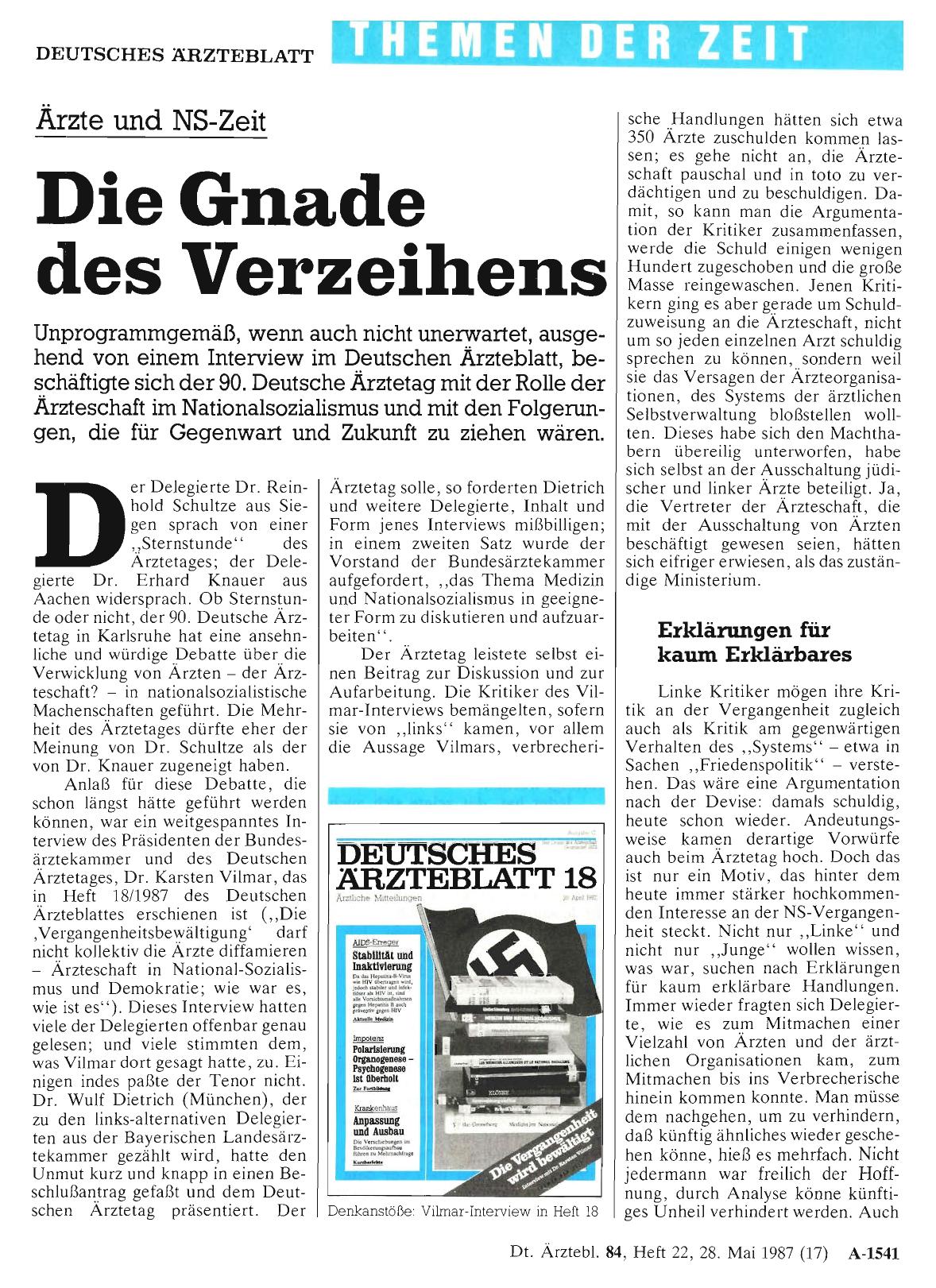 Vorschauseite 1: Ärzte und NS-Zei: t Die Gnade des Verzeihens