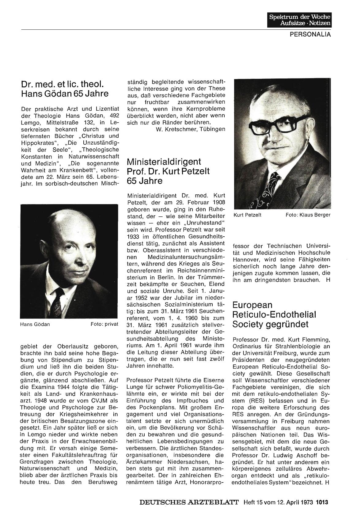 Vorschauseite 1: European Reticulo-Endothelial Society gegründet