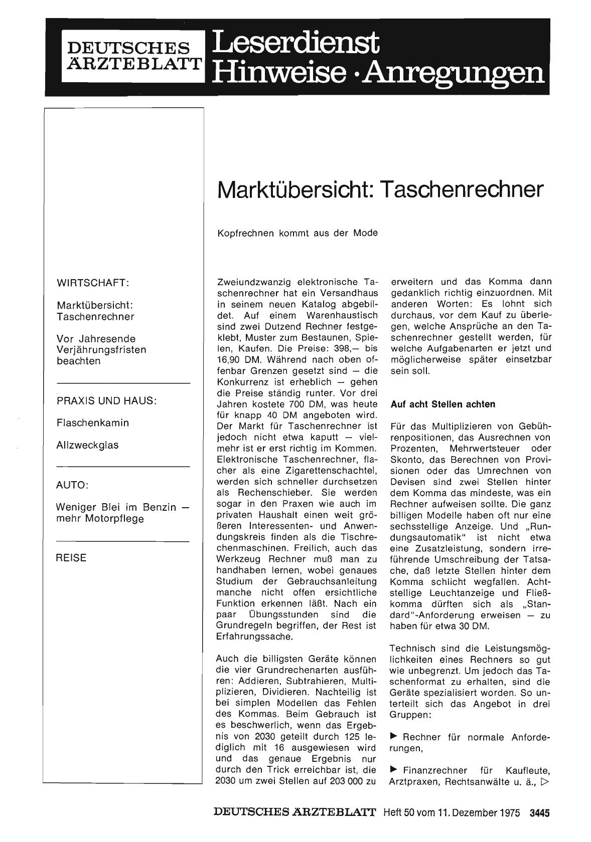 Vorschauseite 1: Marktübersicht: Taschenrechner - Kopfrechnen kommt aus der Mode