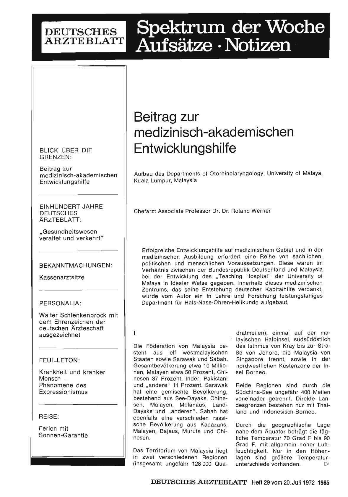 Vorschauseite 1: Beitrag zur medizinisch-akademischen Entwicklungshilfe