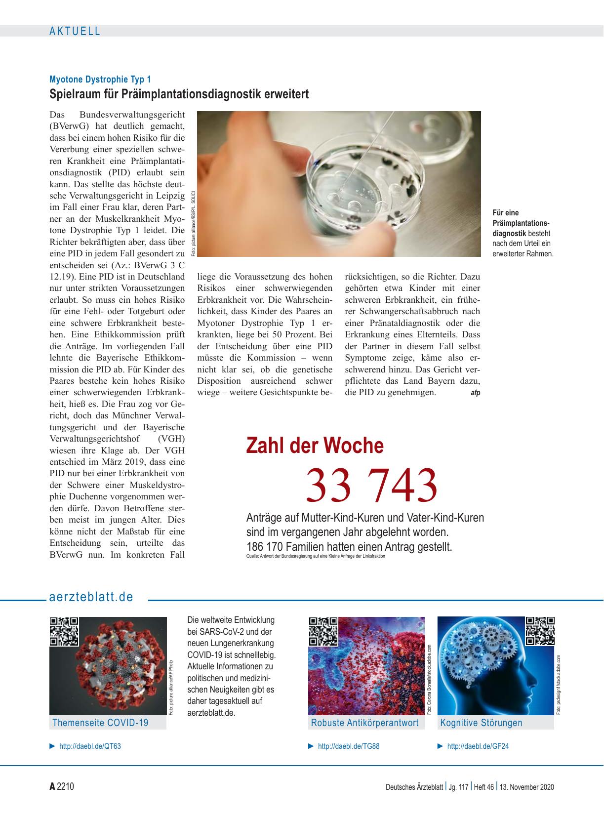 Vorschauseite 1: Myotone Dystrophie Typ 1: Spielraum für Präimplantationsdiagnostik erweitert