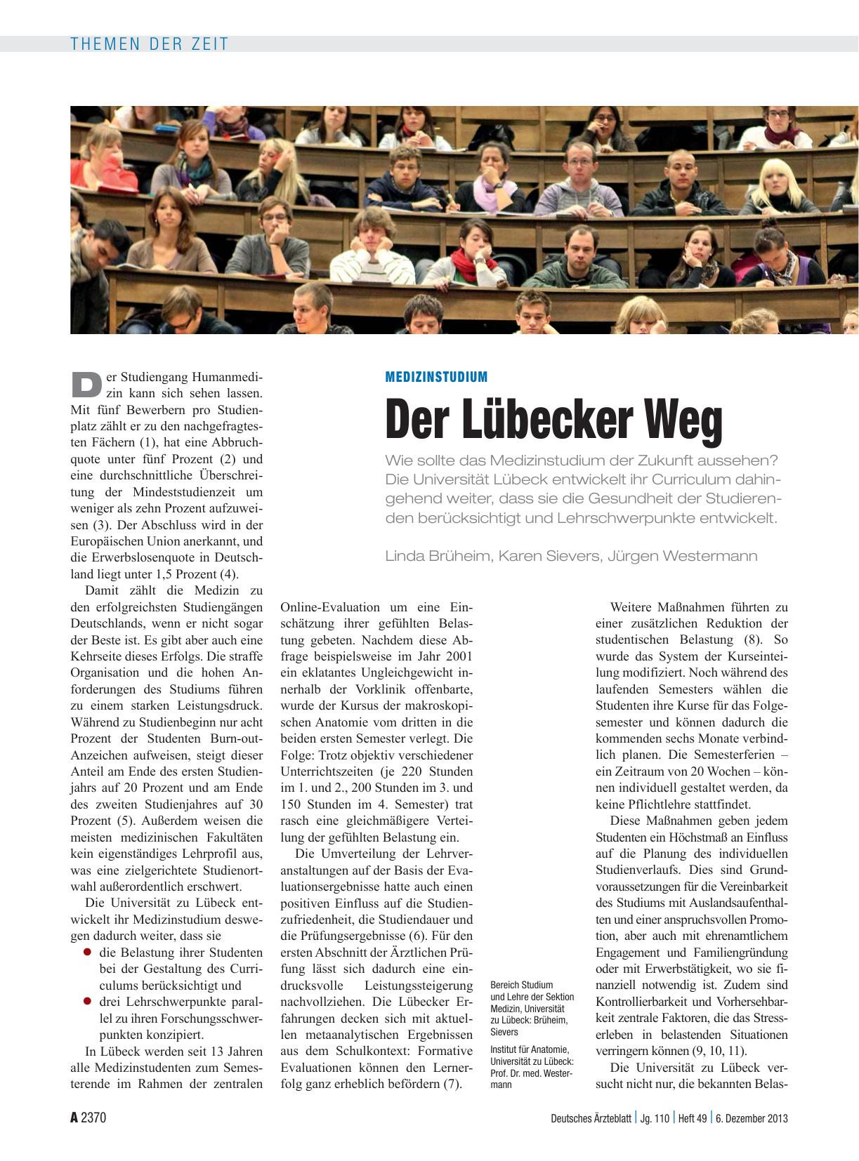 Vorschauseite 1: Medizinstudium: Der Lübecker Weg