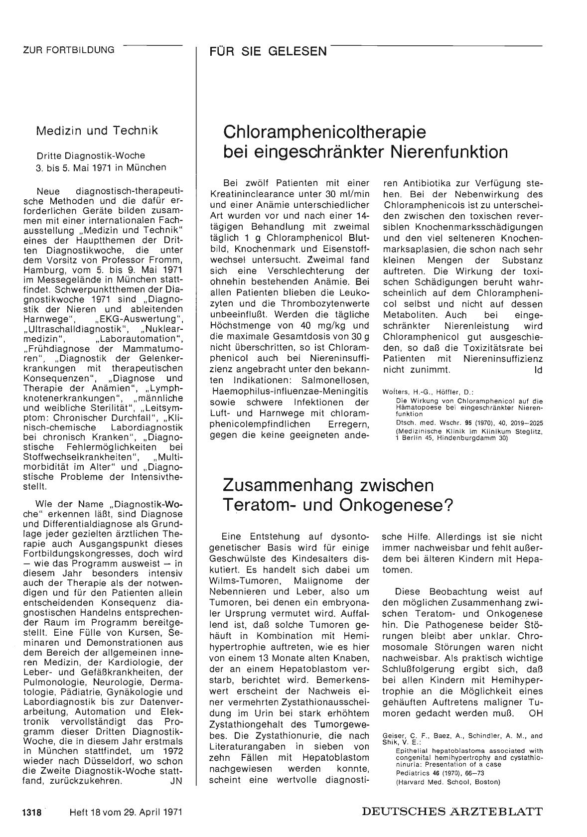 Vorschauseite 1: Chloramphenicoltherapie bei eingeschränkter Nierenfunktion