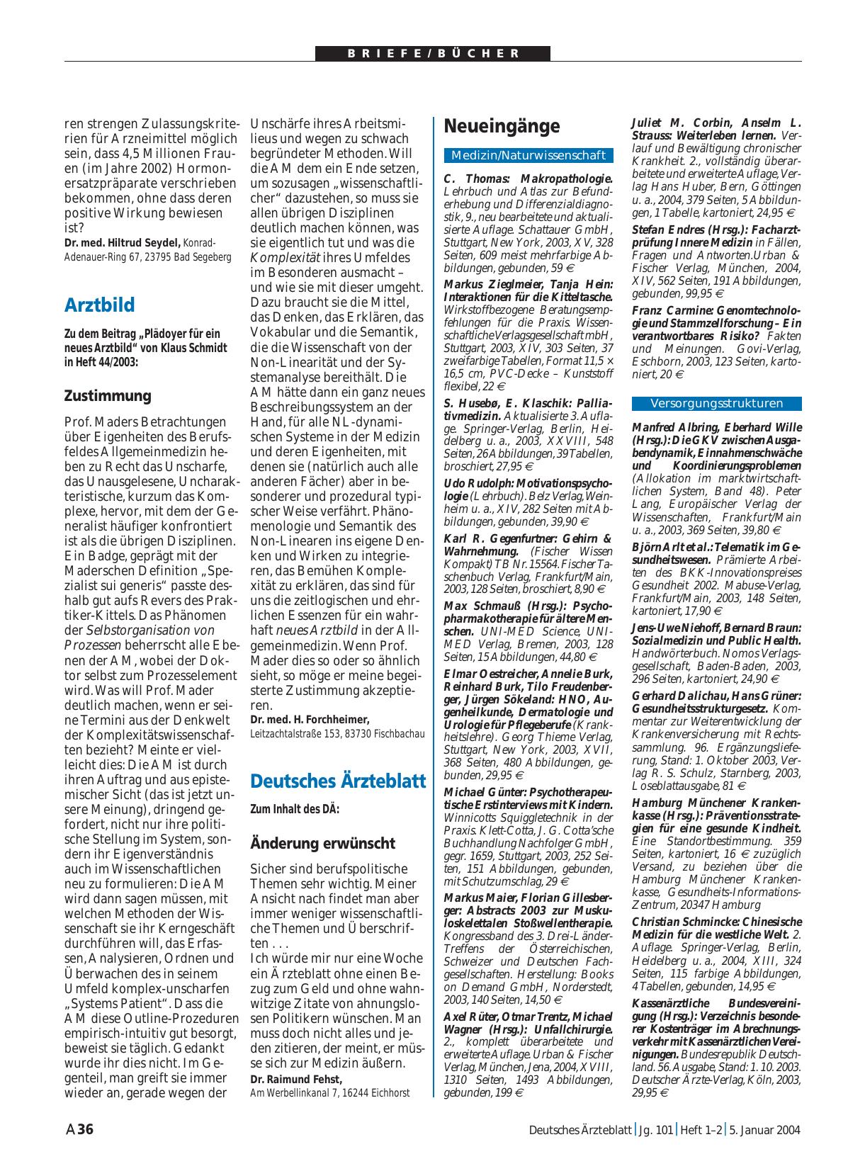 Vorschauseite 1: Deutsches Ärzteblatt: Änderung erwünscht