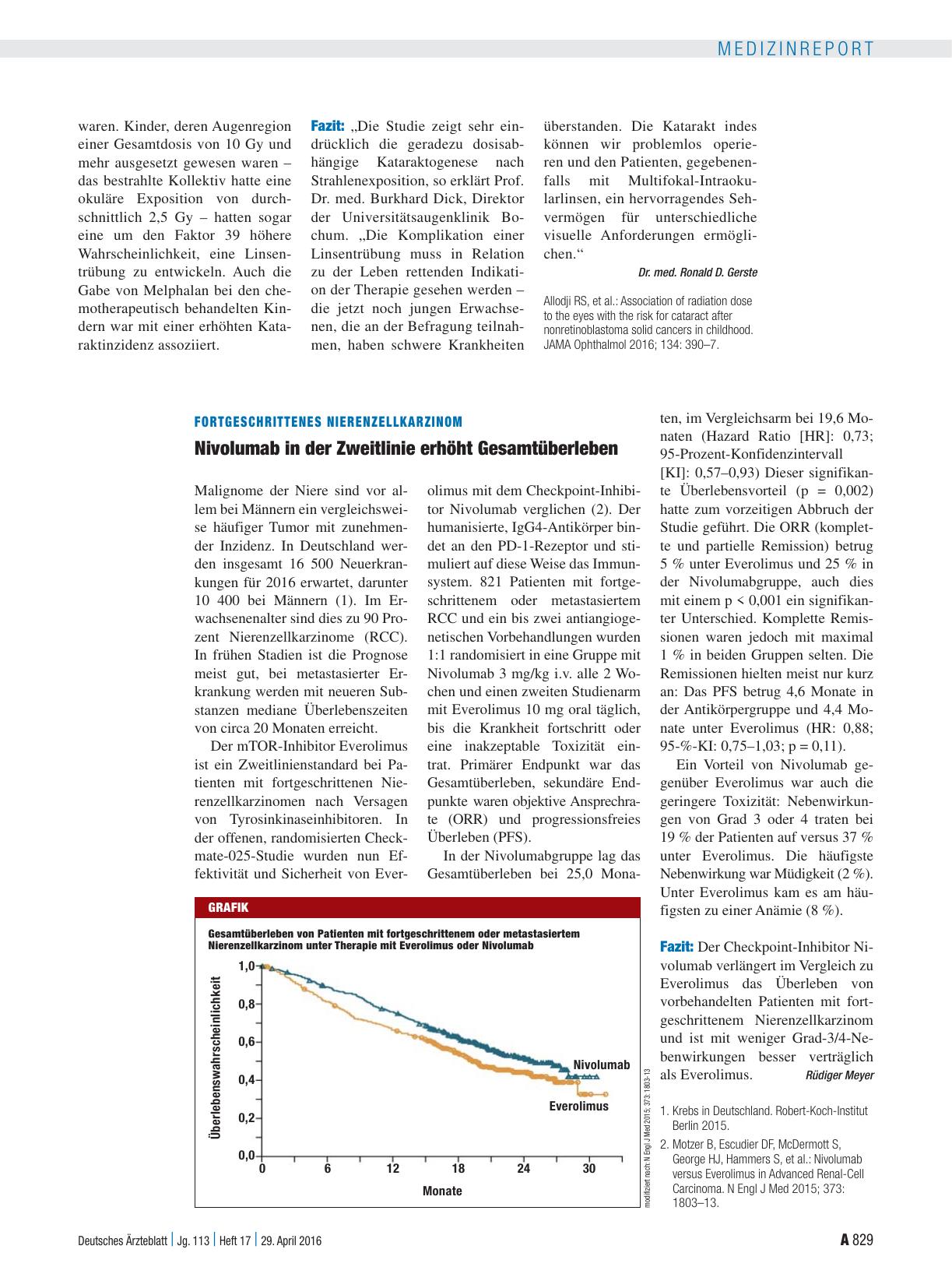 Vorschauseite 1: Fortgeschrittenes Nierenzellkarzinom: Nivolumab in der Zweitlinie erhöht Gesamtüberleben