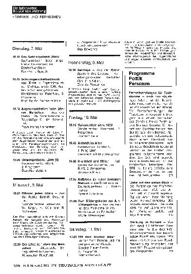 Vorschauseite 1: Programme, Politik, Personen
