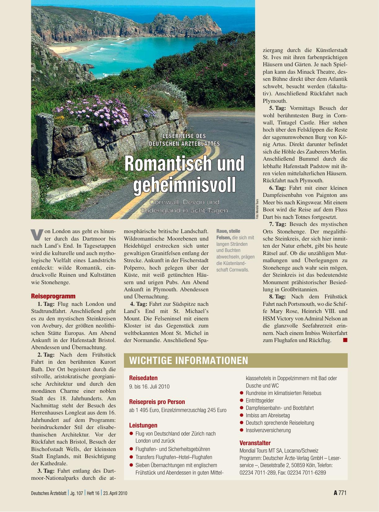 Vorschauseite 1: Romantisch und geheimnisvoll: Cornwall, Devon und Südengland in acht Tagen