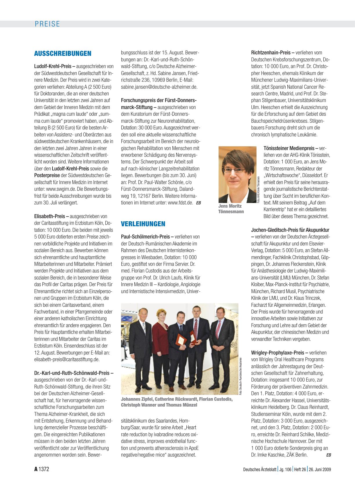 Vorschauseite 1: Verleihungen