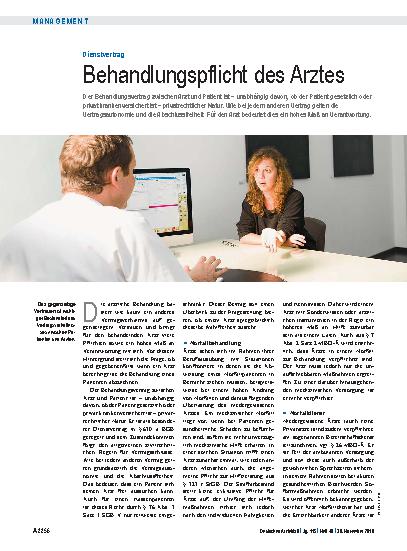 Vorschauseite 1: Dienstvertrag: Behandlungspflicht des Arztes