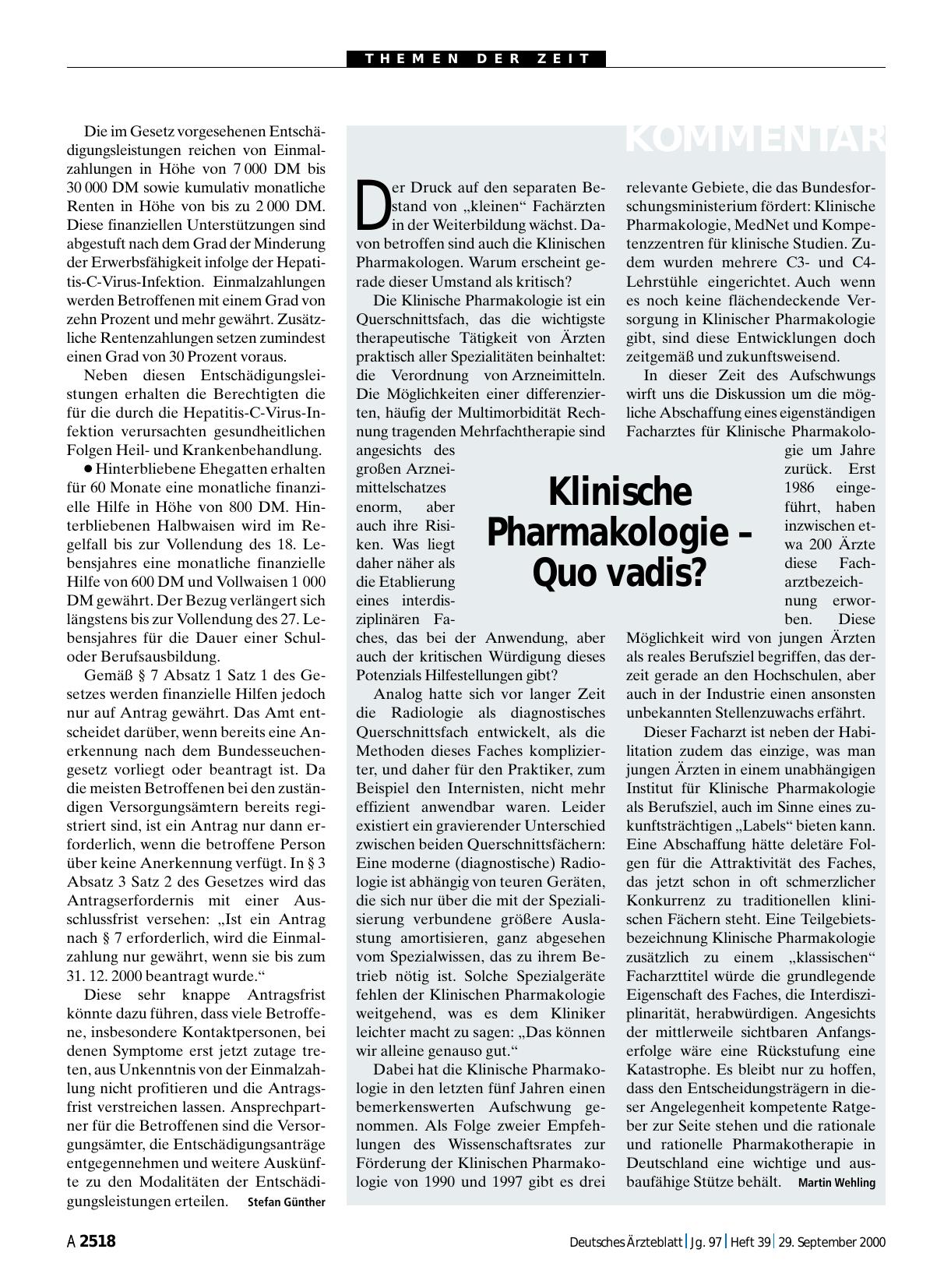 Vorschauseite 1: Klinische Pharmakologie – Quo vadis?