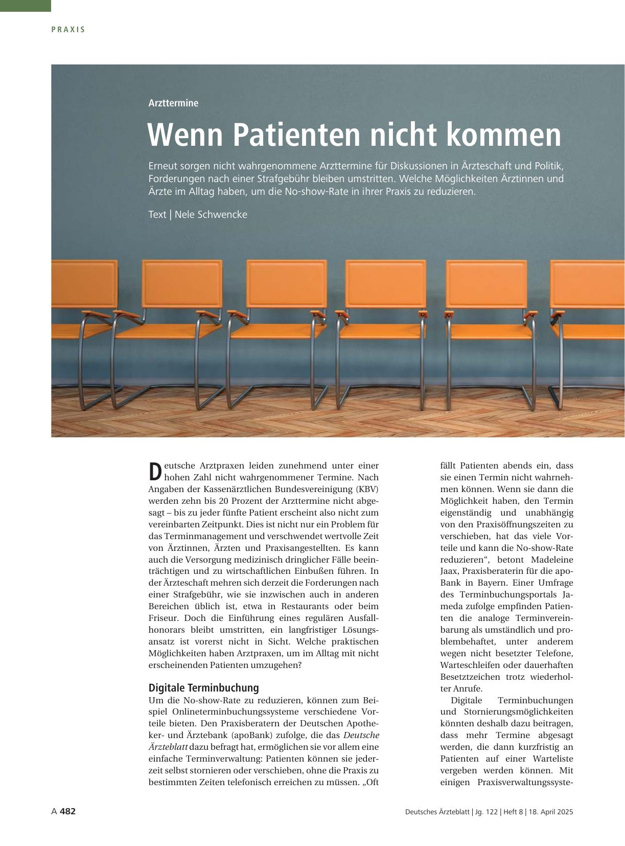 Vorschauseite 1: Arzttermine: Wenn Patienten nicht kommen