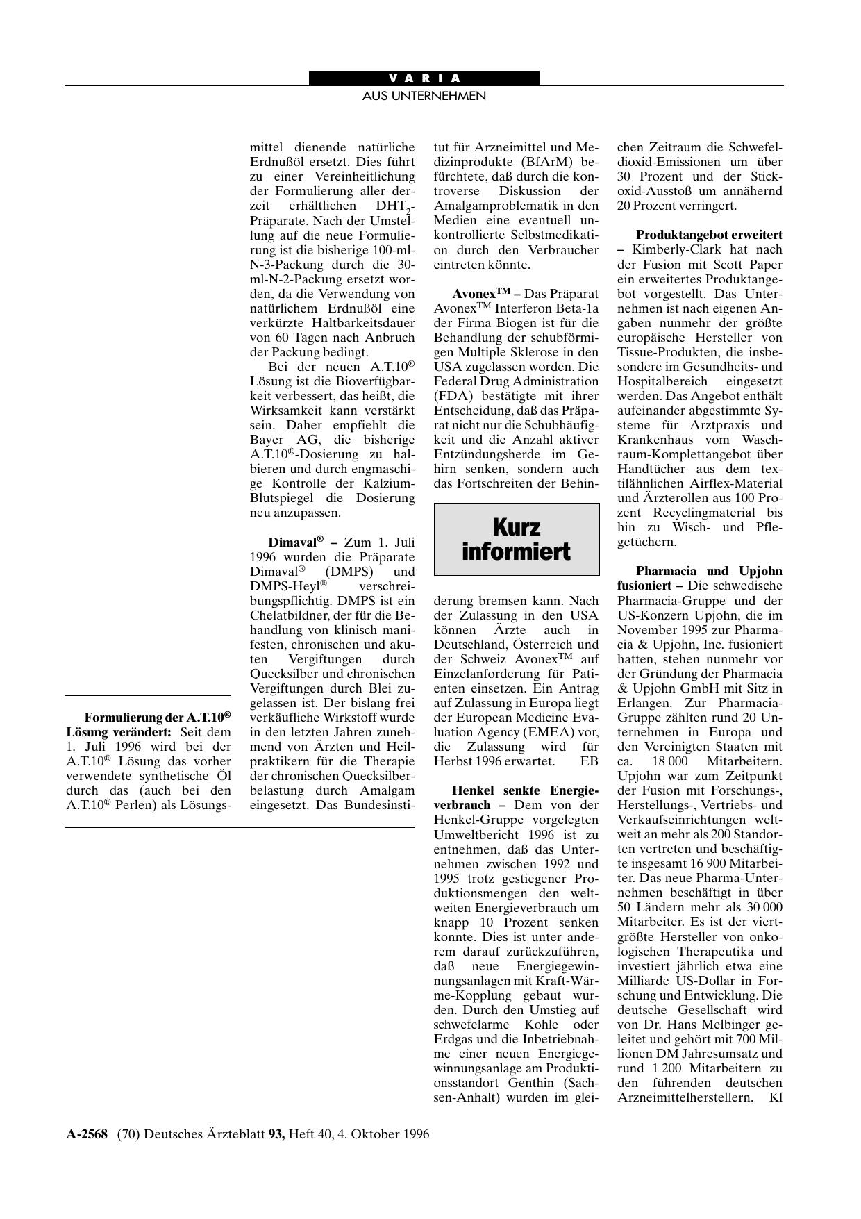 Vorschauseite 1: Kurz informiert