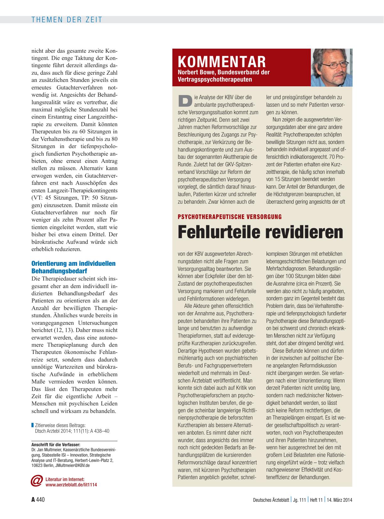 Vorschauseite 3: Psychotherapeutische Versorgung: Autonomere Therapieplanung kann Wartezeiten abbauen