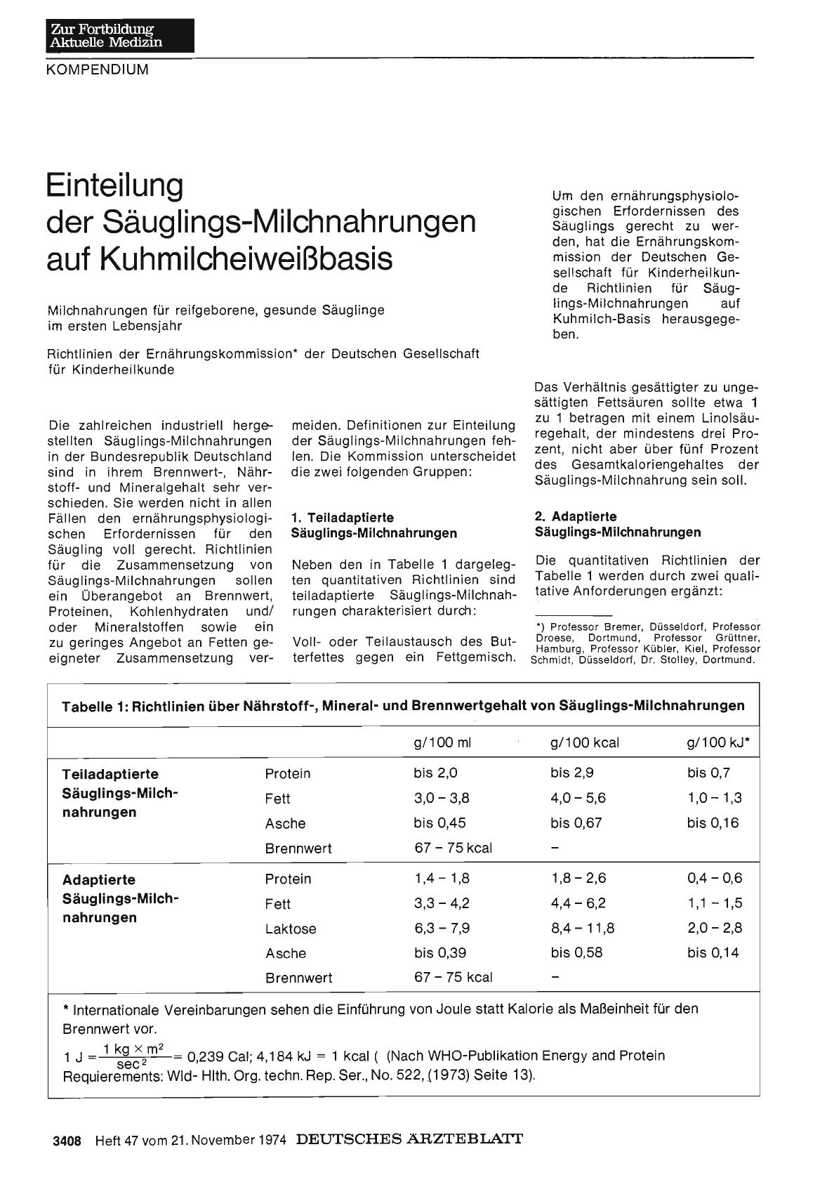 Vorschauseite 1: Einteilung der Säuglings-Milchnahrungen auf Kuhmilcheiweißbasis