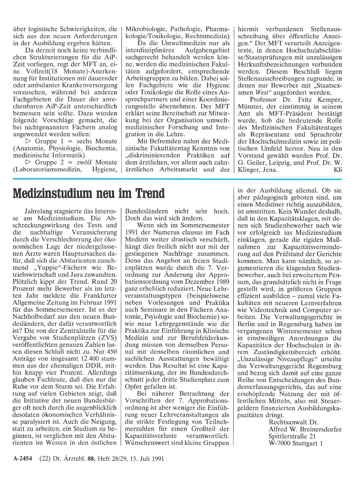 Vorschauseite 1: Medizinstudium neu im Trend