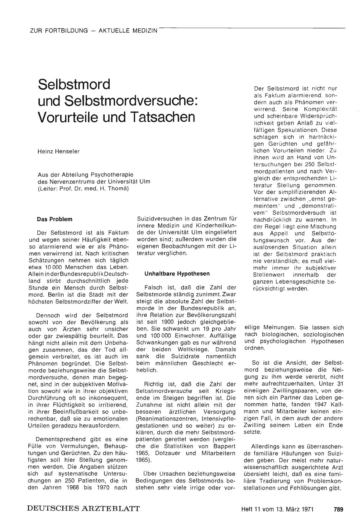 Vorschauseite 1: Selbstmord und Selbstmordversuche: Vorurteile und Tatsachen
