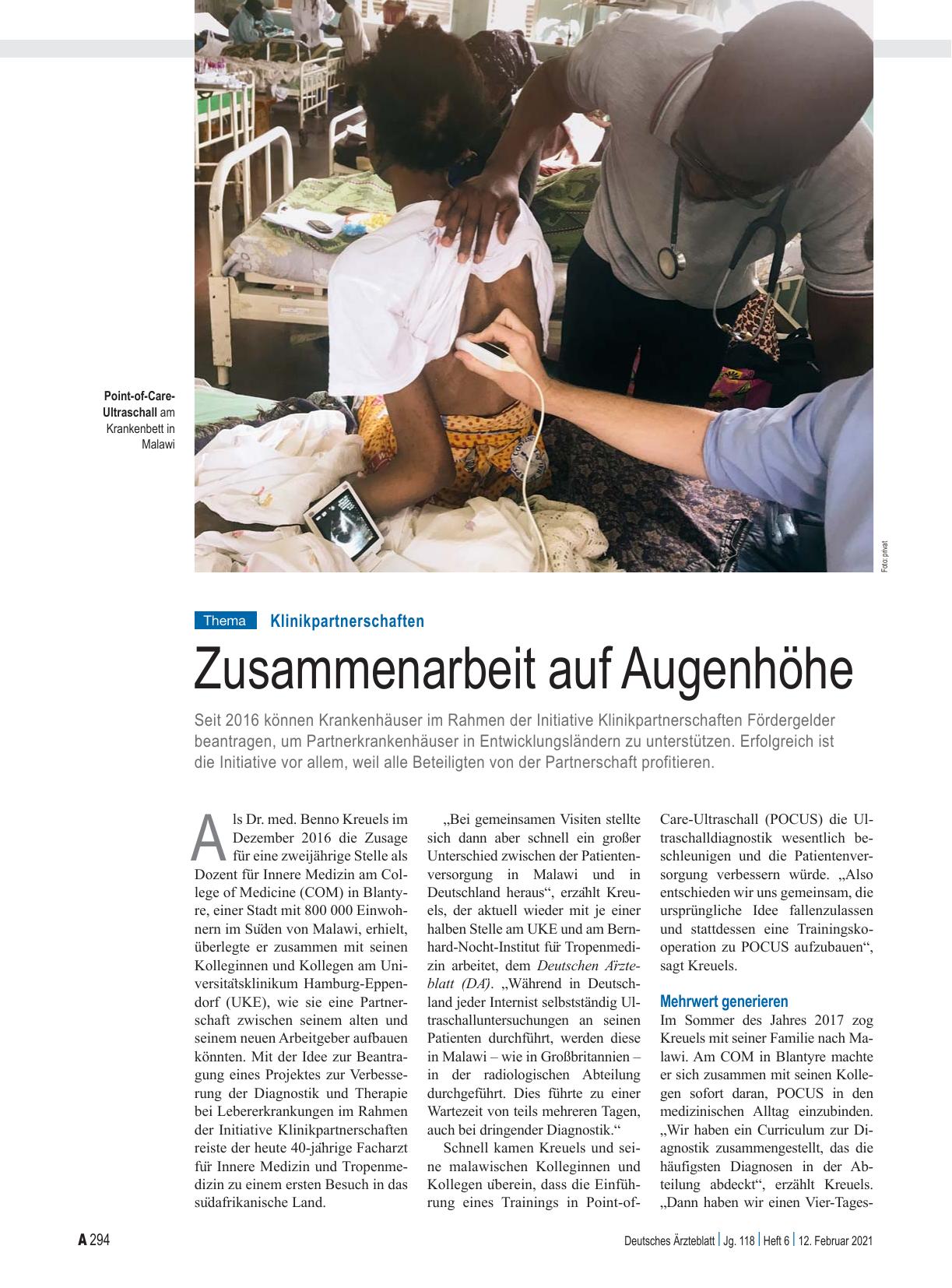 Vorschauseite 1: Klinikpartnerschaften: Zusammenarbeit auf Augenhöhe