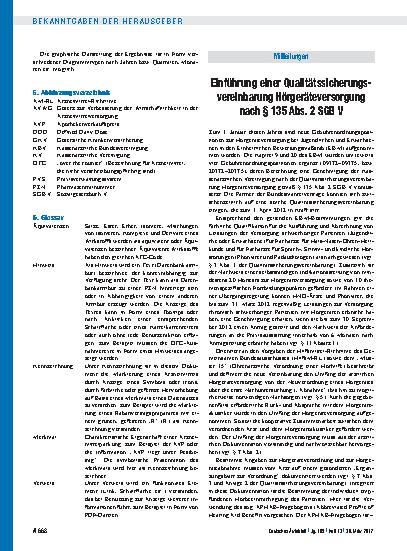 Vorschauseite 1: Einführung einer Qualitätssicherungsvereinbarung Hörgeräteversorgung nach § 135 Abs. 2 SGB V / Neufassung einer Vereinbarung von Qualitätssicherungsmaßnahmen nach § 135 Abs. 2 SGB…