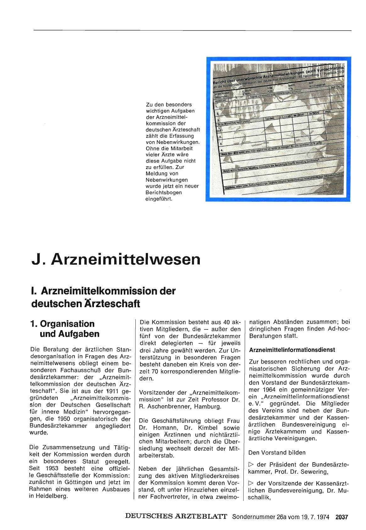 Vorschauseite 1: J. Arzneimittelwesen: I. Arzneimittelkommisson der deutschen Ärzteschaft: 1. Organisation und Aufgaben