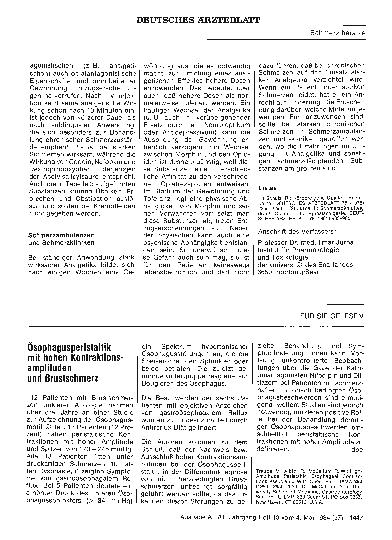 Vorschauseite 1: Ösophagusperistaltik mit hohen Kontraktionsamplituden und Brustschmerz