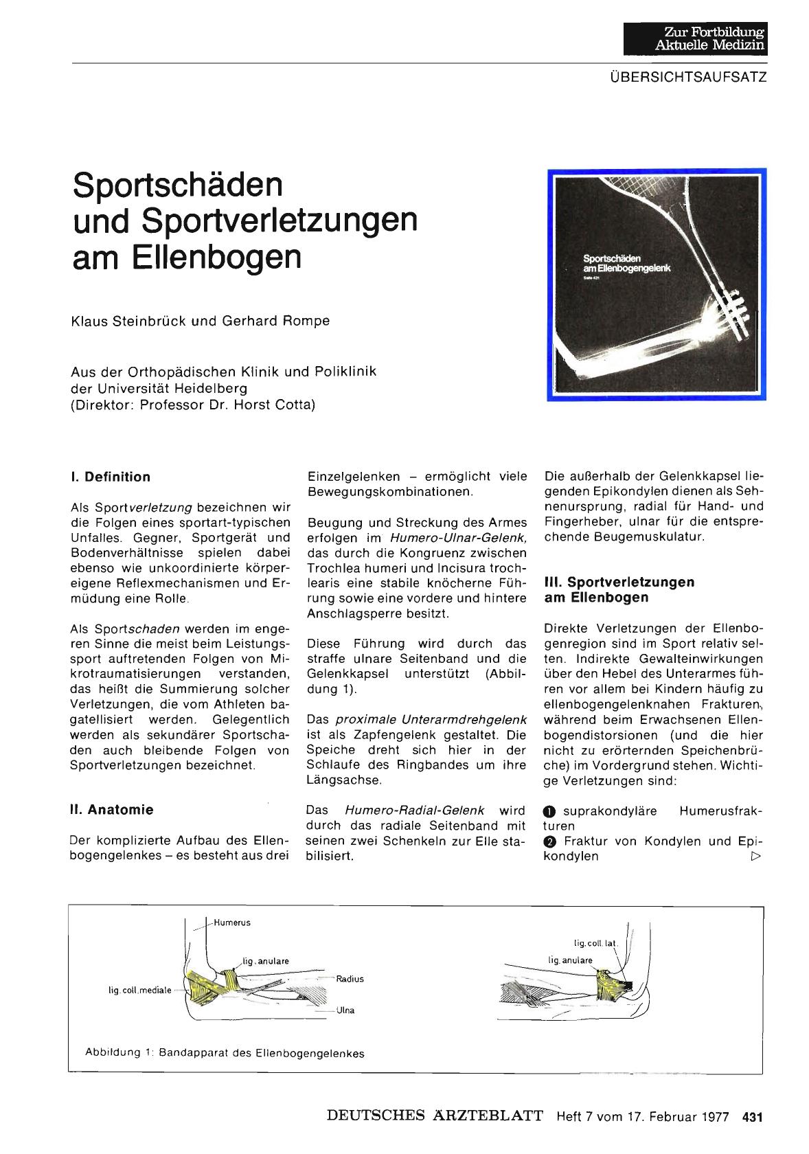 Vorschauseite 1: Sportschäden und Sportverletzungen am Ellenbogen