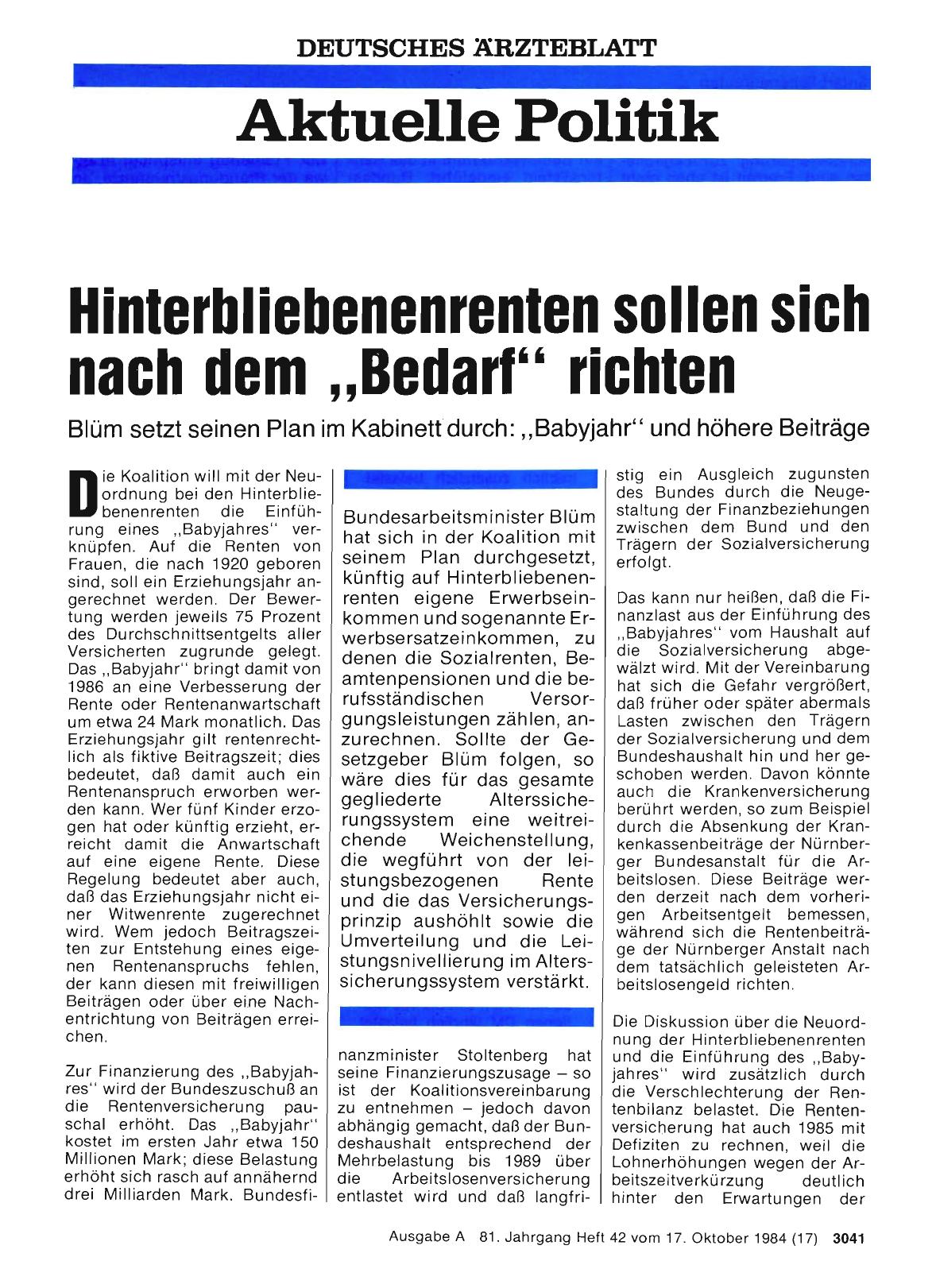 Vorschauseite 1: Hinterbliebenenrenten sollen sich nach dem „Bedarf“ richten