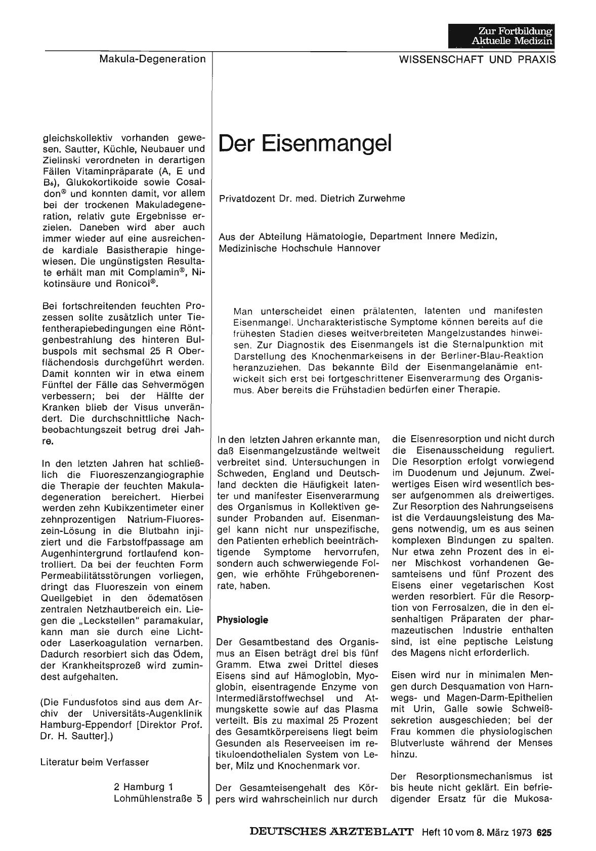 Vorschauseite 1: Der Eisenmangel