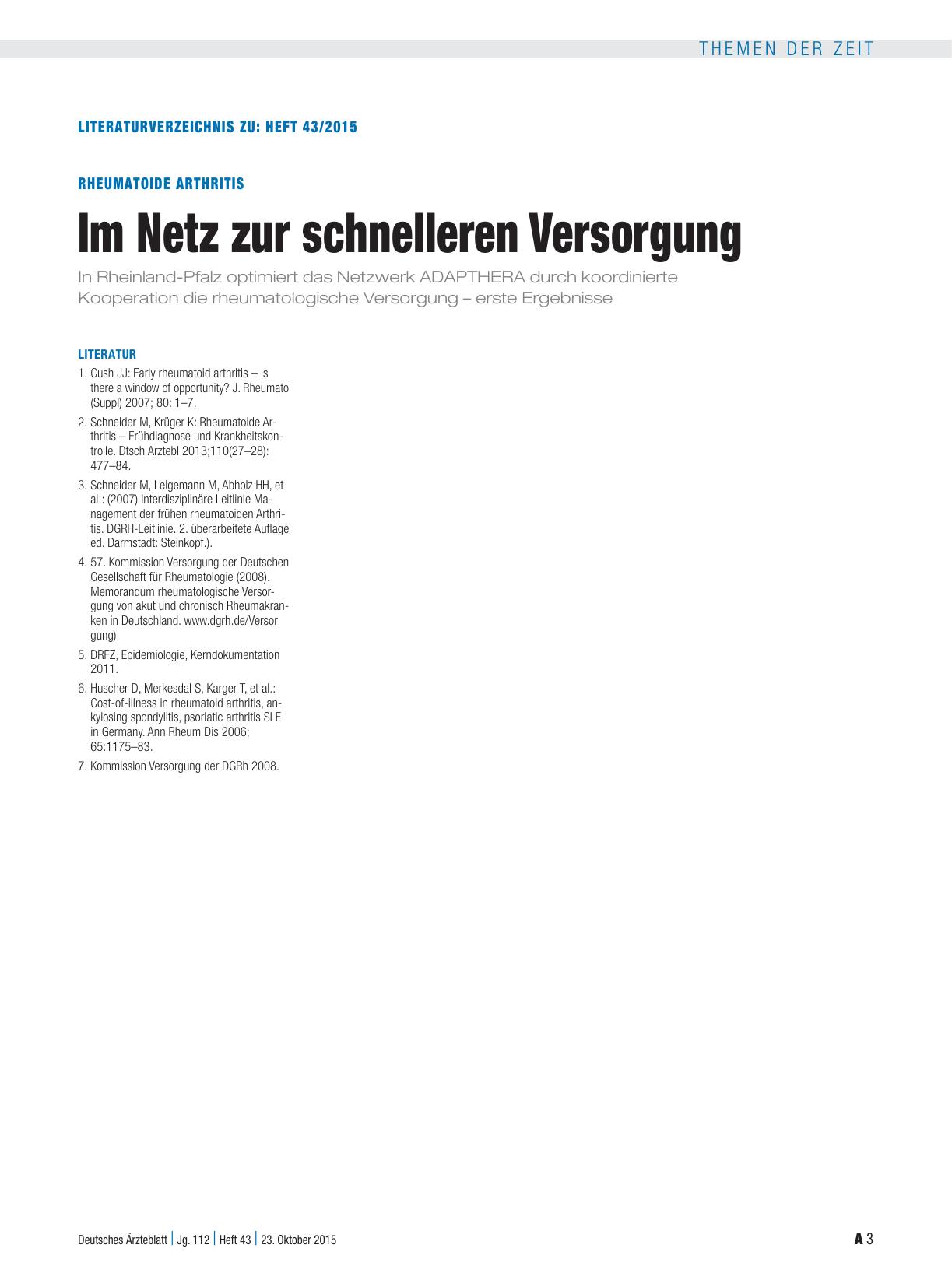 Vorschauseite 3: Rheumatoide Arthritis: Im Netz zur schnelleren Versorgung