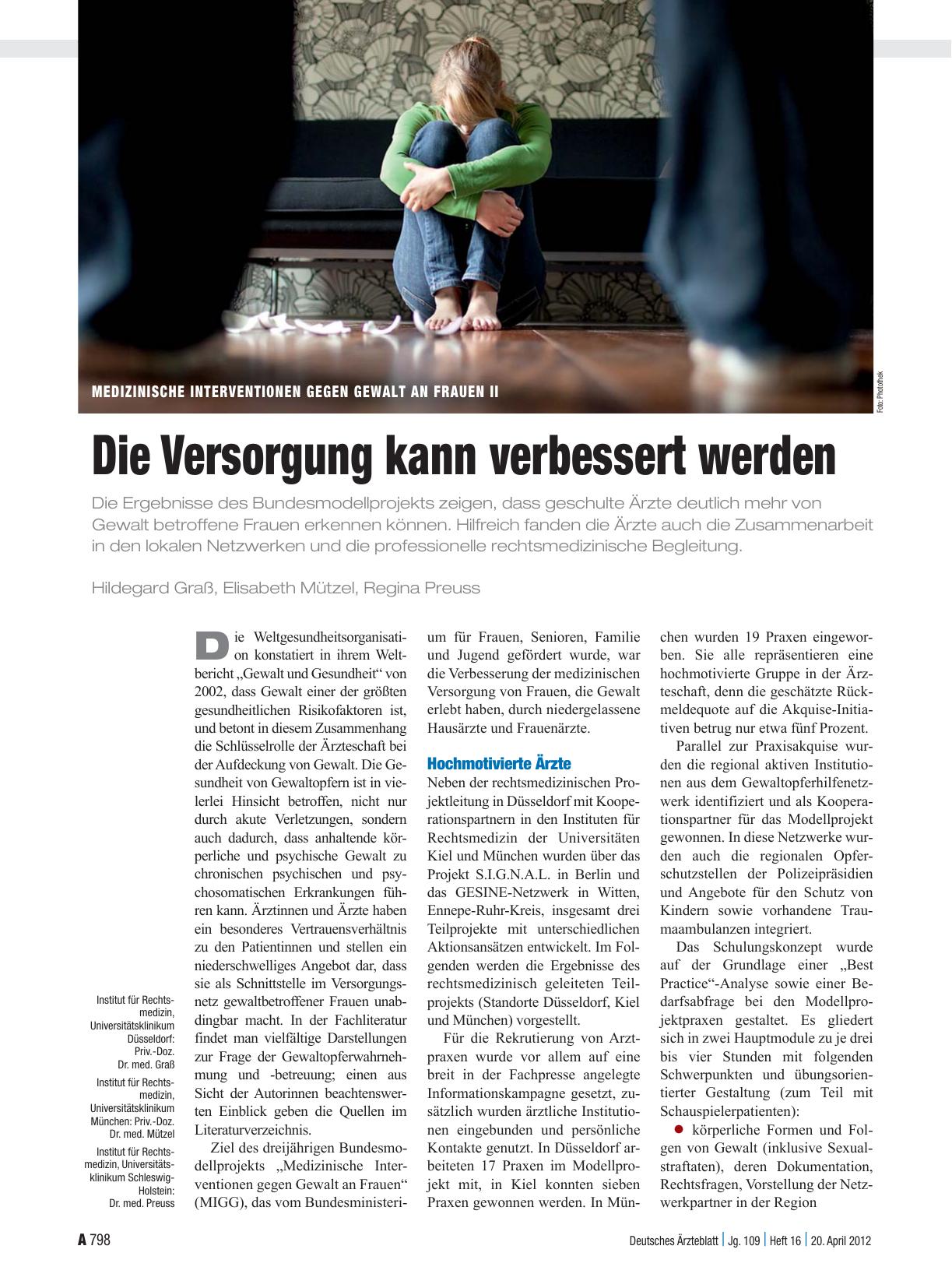 Vorschauseite 1: Medizinische Interventionen gegen Gewalt an Frauen II: Die Versorgung kann verbessert werden